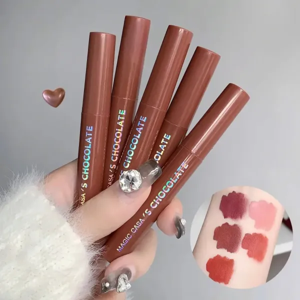 5 Colors Chocolate Matte Velvet Lip Glaze Set